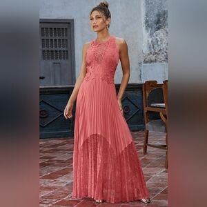 NWT Boston Proper Lace Pleated Occasions Maxi Dress Size 12